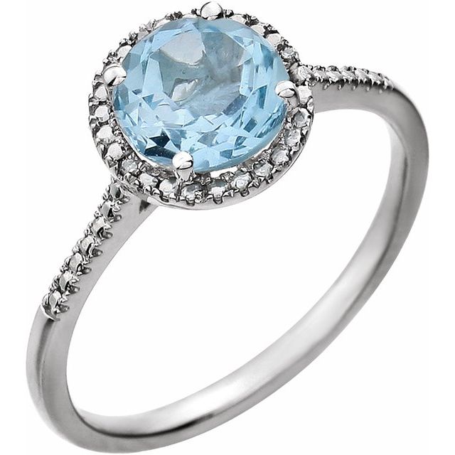 Sterling Silver Round Gemstone & .01 CTW Diamond Halo-Style Rings- Sparkle & Jade-SparkleAndJade.com 652049:60012:P