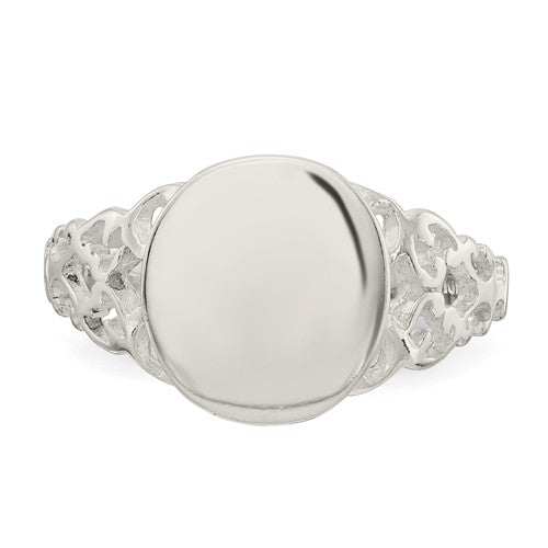 Sterling Silver Signet Ring With Filigree Decorative Band (Ladies Sizes)- Sparkle & Jade-SparkleAndJade.com 