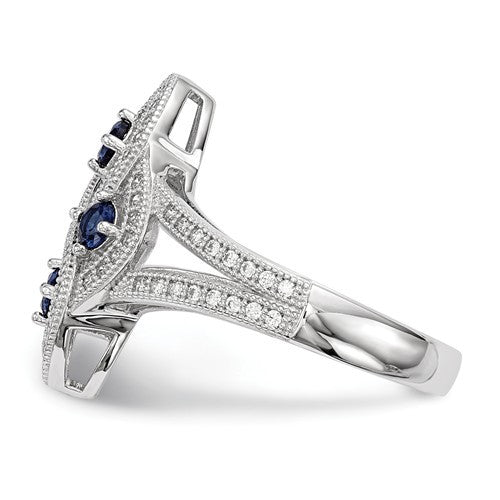 Sterling Silver Simulated Blue Sapphire & CZ Brilliant Embers Ring- Sparkle & Jade-SparkleAndJade.com 