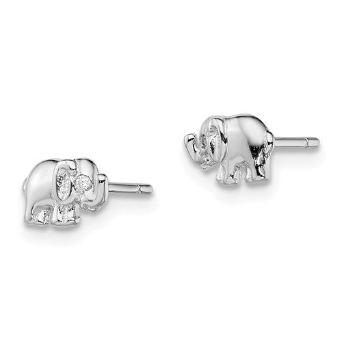 Sterling Silver Small CZ Elephant Post Earrings- Sparkle & Jade-SparkleAndJade.com QE13352