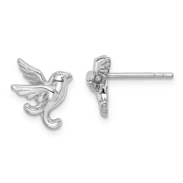 Sterling Silver Sparrow Bird 13mm Stud Earrings- Sparkle & Jade-SparkleAndJade.com QE8660