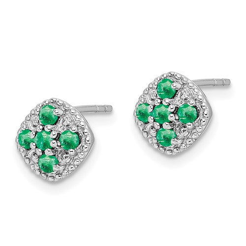 Sterling Silver Square Cluster Gemstone 7mm Stud Earrings- Sparkle & Jade-SparkleAndJade.com 