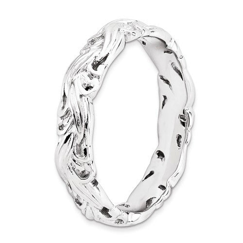 Sterling Silver Stackable Expressions 4.5mm Carved Ring- Sparkle & Jade-SparkleAndJade.com 