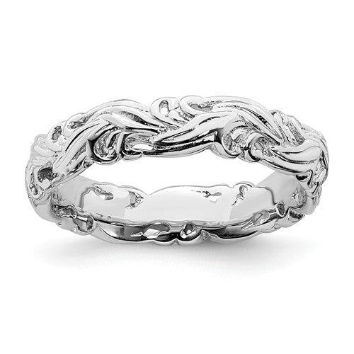 Sterling Silver Stackable Expressions 4.5mm Carved Ring- Sparkle & Jade-SparkleAndJade.com 