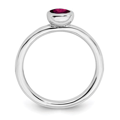 Sterling Silver Stackable Expressions 5mm Round Low Set Creatd Ruby Ring- Sparkle & Jade-SparkleAndJade.com 