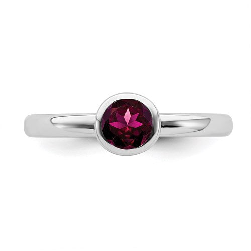 Sterling Silver Stackable Expressions 5mm Round Low Set Creatd Ruby Ring- Sparkle & Jade-SparkleAndJade.com 