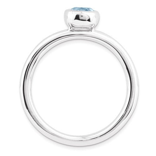 Sterling Silver Stackable Expressions 5mm Round Low Set Light Aquamarine Ring- Sparkle & Jade-SparkleAndJade.com 