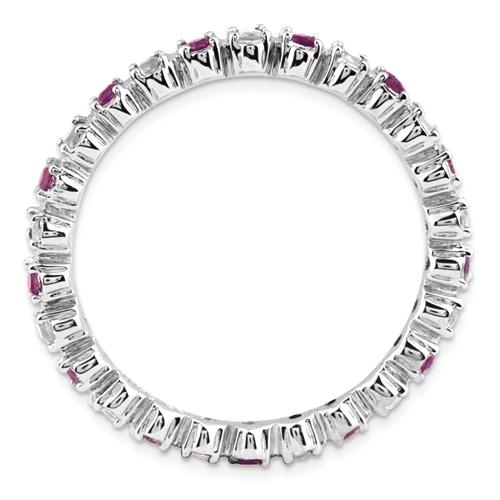 Sterling Silver Stackable Expressions Amethyst & Diamond Alternating Eternity Ring- Sparkle & Jade-SparkleAndJade.com 