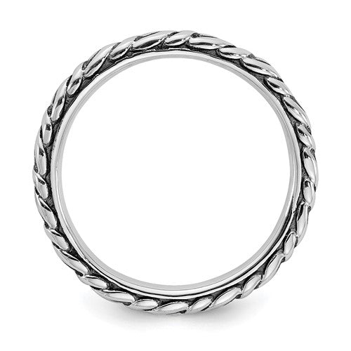 Sterling Silver Stackable Expressions Antiqued Patterned Ring- Sparkle & Jade-SparkleAndJade.com 