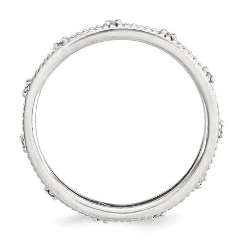 Sterling Silver Stackable Expressions April White Topaz Filigree Ring- Sparkle & Jade-SparkleAndJade.com 