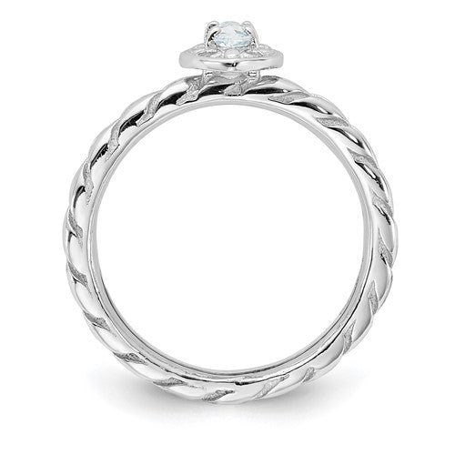 Sterling Silver Stackable Expressions Aquamarine Marquise Ring- Sparkle & Jade-SparkleAndJade.com 