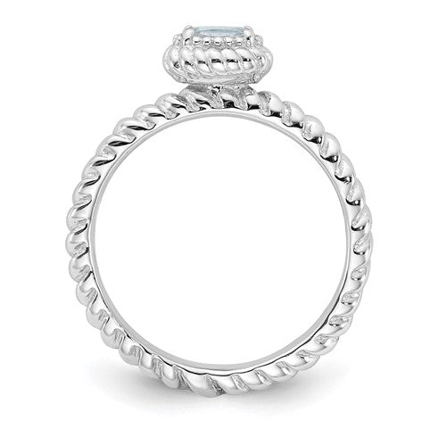 Sterling Silver Stackable Expressions Aquamarine Ring- Sparkle & Jade-SparkleAndJade.com 