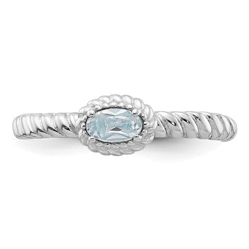 Sterling Silver Stackable Expressions Aquamarine Ring- Sparkle & Jade-SparkleAndJade.com 