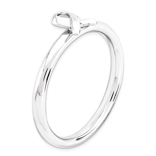 Sterling Silver Stackable Expressions Awareness Ribbon Ring- Sparkle & Jade-SparkleAndJade.com 
