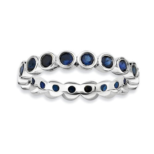 Sterling Silver Stackable Expressions Bezel Set Blue Sapphire Eternity Ring- Sparkle & Jade-SparkleAndJade.com 