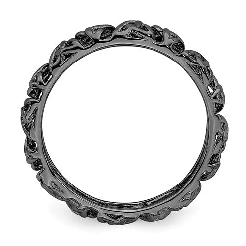 Sterling Silver Stackable Expressions Black Plated Celtic Knot Ring- Sparkle & Jade-SparkleAndJade.com 