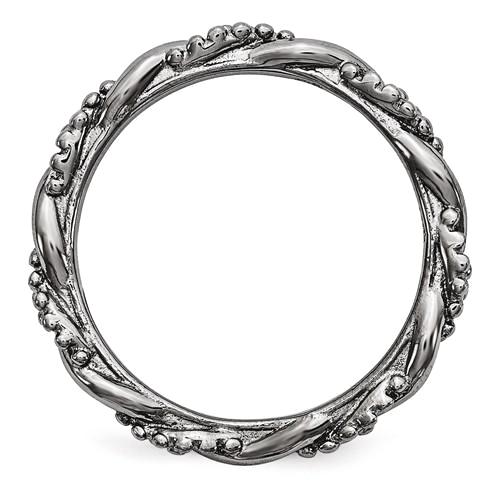 Sterling Silver Stackable Expressions Black Plated Twist Ring- Sparkle & Jade-SparkleAndJade.com 