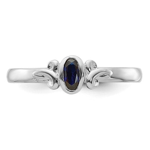 Sterling Silver Stackable Expressions Blue Sapphire Oval Ring- Sparkle & Jade-SparkleAndJade.com 
