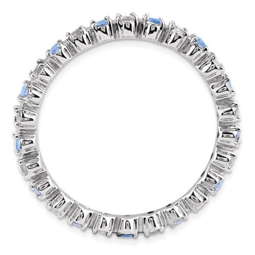 Sterling Silver Stackable Expressions Blue Topaz & Diamond Alternating Eternity Ring- Sparkle & Jade-SparkleAndJade.com 