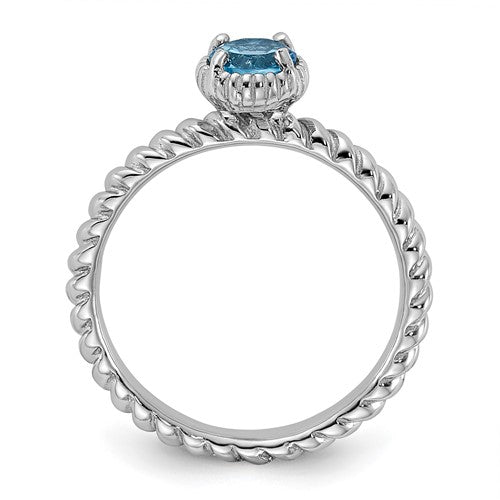 Sterling Silver Stackable Expressions Blue Topaz Round Ring- Sparkle & Jade-SparkleAndJade.com 