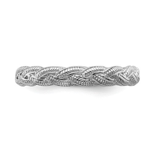 Sterling Silver Stackable Expressions Braided Twist Ring- Sparkle & Jade-SparkleAndJade.com 
