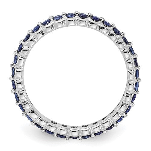 Sterling Silver Stackable Expressions Created Blue Sapphire Eternity Ring- Sparkle & Jade-SparkleAndJade.com 