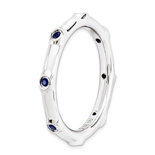 Sterling Silver Stackable Expressions Created Blue Sapphire Ring- Sparkle & Jade-SparkleAndJade.com 