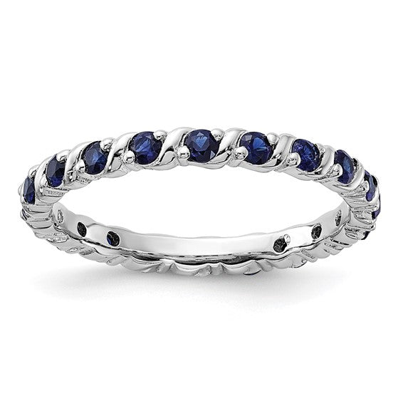 Sterling Silver Stackable Expressions Created Blue Sapphire Ring