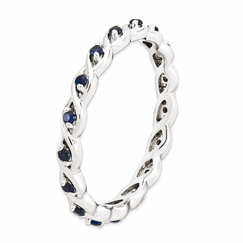 Sterling Silver Stackable Expressions Created Blue Sapphire Twist Eternity Ring- Sparkle & Jade-SparkleAndJade.com 