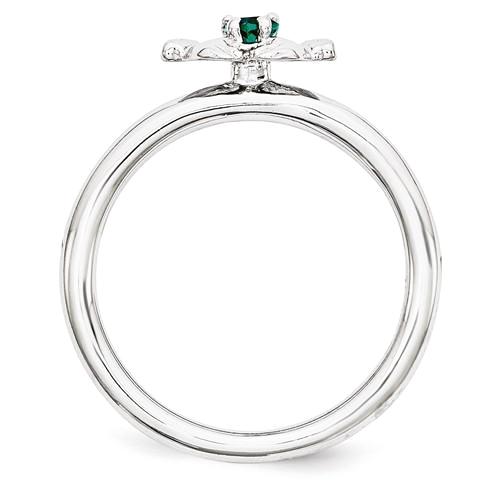 Sterling Silver Stackable Expressions Created Emerald Claddagh Ring- Sparkle & Jade-SparkleAndJade.com 