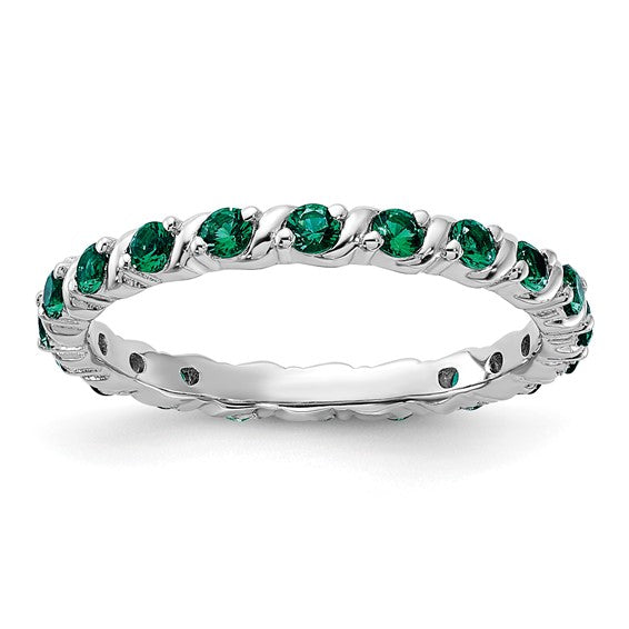 Sterling Silver Stackable Expressions Created Emerald Eternity Ring- Sparkle & Jade-SparkleAndJade.com 