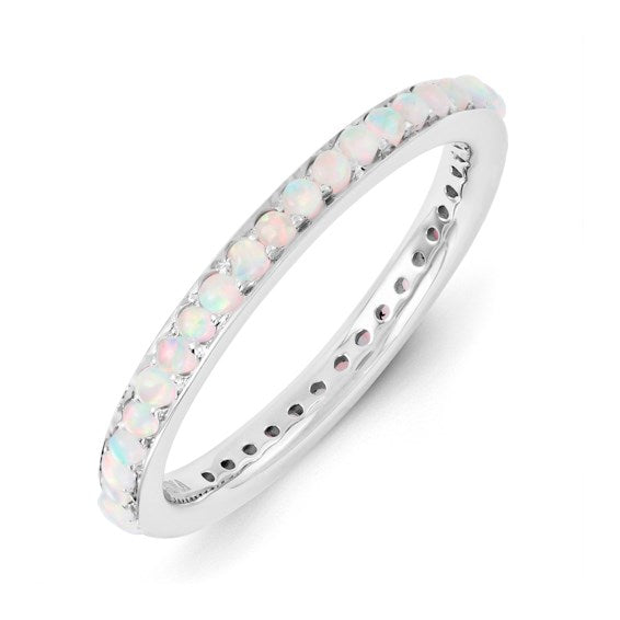 Sterling Silver Stackable Expressions Created Opal Eternity Ring- Sparkle & Jade-SparkleAndJade.com 