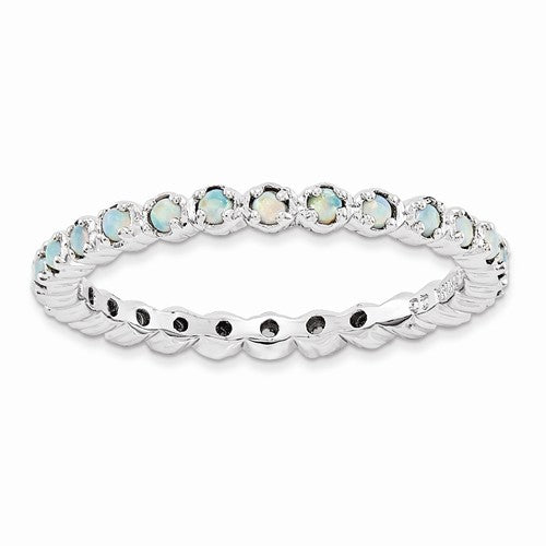 Sterling Silver Stackable Expressions Created Opal Eternity Ring- Sparkle & Jade-SparkleAndJade.com 