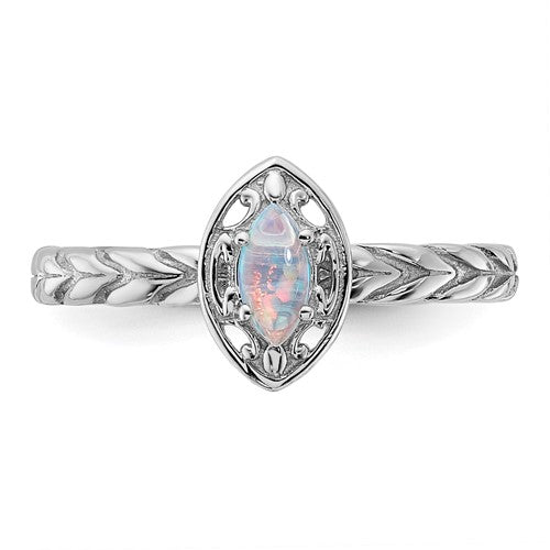 Sterling Silver Stackable Expressions Created Opal Marquise Ring- Sparkle & Jade-SparkleAndJade.com 