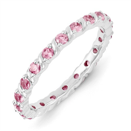 Sterling Silver Stackable Expressions Created Pink Sapphire Eternity Ring- Sparkle & Jade-SparkleAndJade.com 