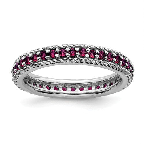 Sterling Silver Stackable Expressions Created Ruby Eternity Ring- Sparkle & Jade-SparkleAndJade.com 