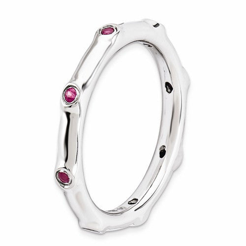 Sterling Silver Stackable Expressions Created Ruby Ring- Sparkle & Jade-SparkleAndJade.com 
