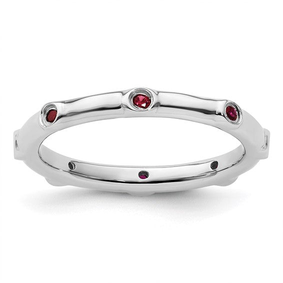 Sterling Silver Stackable Expressions Created Ruby Ring- Sparkle & Jade-SparkleAndJade.com 