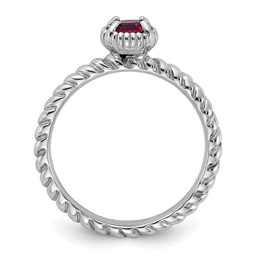 Sterling Silver Stackable Expressions Created Ruby Round Ring- Sparkle & Jade-SparkleAndJade.com 