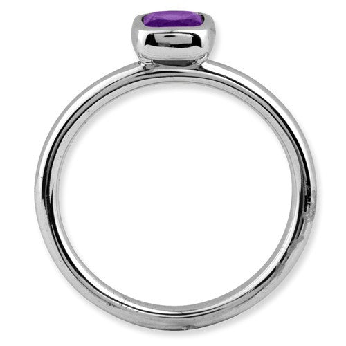 Sterling Silver Stackable Expressions Cushion Cut Amethyst Ring- Sparkle & Jade-SparkleAndJade.com 