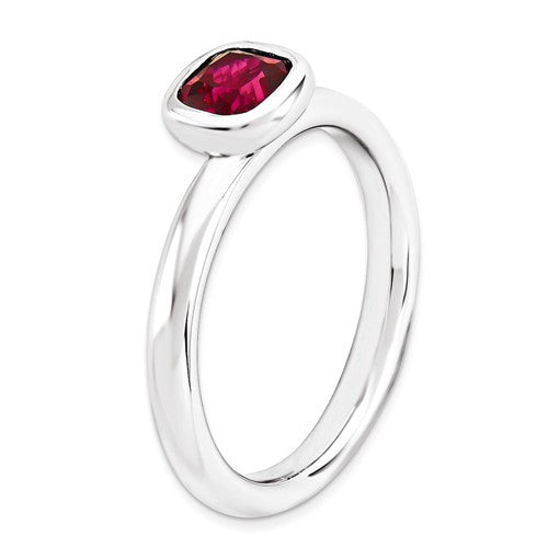 Sterling Silver Stackable Expressions Cushion Ruby Ring