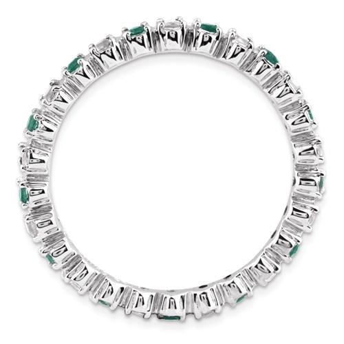 Sterling Silver Stackable Expressions Emerald & Diamond Alternating Eternity Ring- Sparkle & Jade-SparkleAndJade.com 