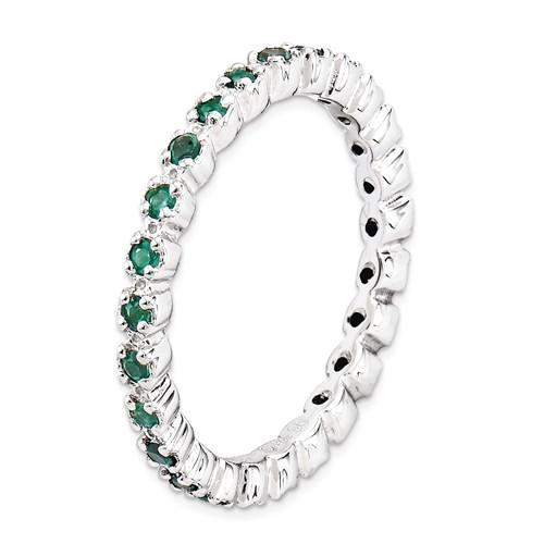 Sterling Silver Stackable Expressions Emerald Eternity Ring- Sparkle & Jade-SparkleAndJade.com 