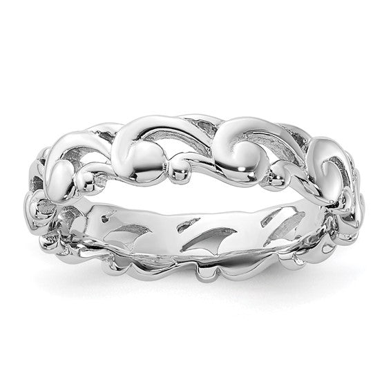 Sterling Silver Stackable Expressions Filigree Carved Band Ring