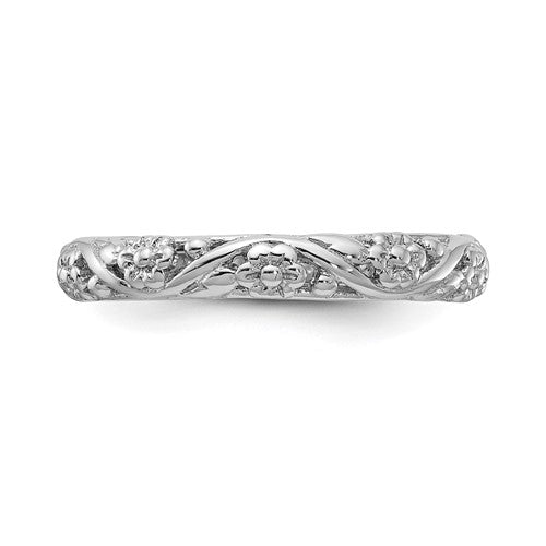 Sterling Silver Stackable Expressions Floral Ring- Sparkle & Jade-SparkleAndJade.com 