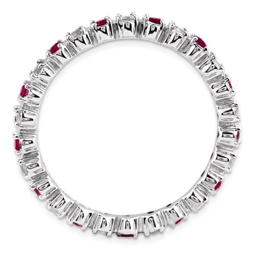Sterling Silver Stackable Expressions Garnet & Diamond Alternating Eternity Ring- Sparkle & Jade-SparkleAndJade.com 