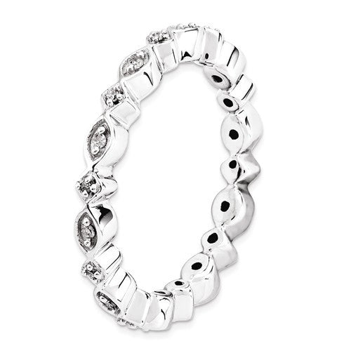 Sterling Silver Stackable Expressions Genuine Diamond Patterned Eternity Ring- Sparkle & Jade-SparkleAndJade.com 