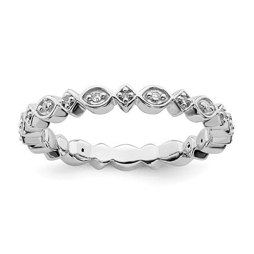 Sterling Silver Stackable Expressions Genuine Diamond Patterned Eternity Ring- Sparkle & Jade-SparkleAndJade.com 