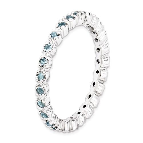 Sterling Silver Stackable Expressions Light Aquamarine Eternity Ring- Sparkle & Jade-SparkleAndJade.com 