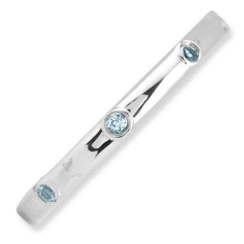Sterling Silver Stackable Expressions Light Aquamarine Ring- Sparkle & Jade-SparkleAndJade.com 